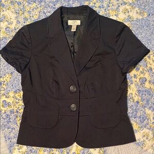 LOFT Women's Navy Blue Short Sleeve Blazer